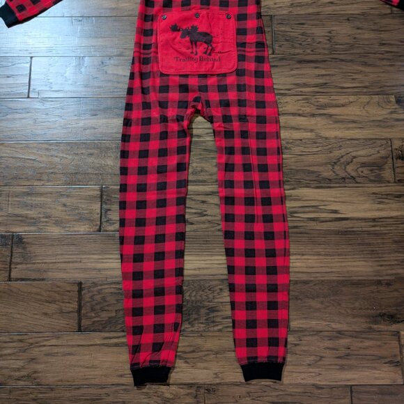 Kids Hatley little Blue House onesie union suit pajamas red plaid size 14 - Picture 10 of 14